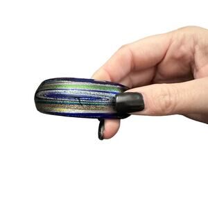 Venetian Cobalt Blue Glass Cuff Metallic Swirl